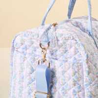Blue Floral Weekender Bag Closeup