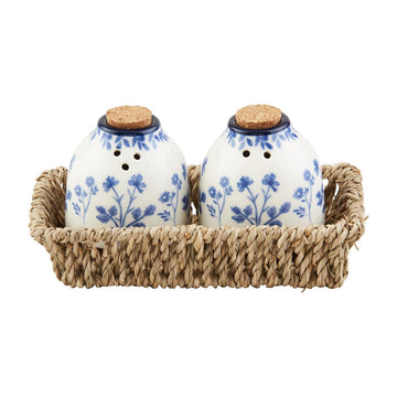 Blue and White Floral Salt and Pepper Set