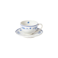 Blue and White Floral Vila Tea Cup and Saucer