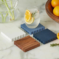 Blue Wood Scalloped Coasters