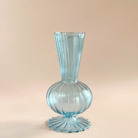 Bottom Round Blue Glass Vase