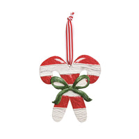 Candy Cane Wood Painted Ornament