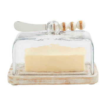Distressed White Butter Dish Set