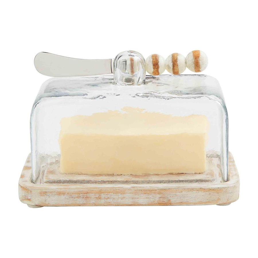 Distressed White Butter Dish Set