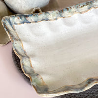 Etta B Pottery Magnolia Fluttered Rectangle Tray