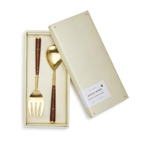 Gift Box Gold and Acacia Wood Serving Set