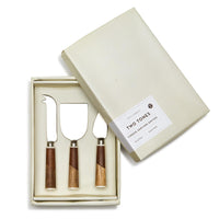Gift Box Two Tone Acacia Wood Cheese Knife Set