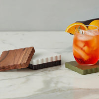 Green Wood Scalloped Coasters