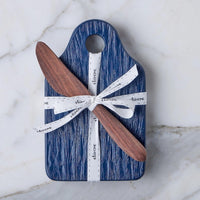 Navy Cheese Board With Spreader
