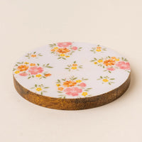 Pink Orange Floral Coaster