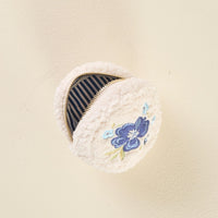 Round Blue Floral Pouch Inside