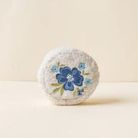 Round Blue Floral Pouch