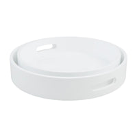 Round White Lacquer Tray With Handles