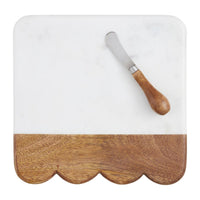 Scalloped Wood & Marble Serving Board