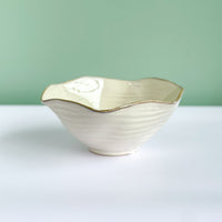 Small Cream Ruffled Bowl