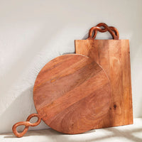 Twisted Handle Wood Serving Board
