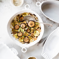 Vietri Lastra White Handled Round Baker