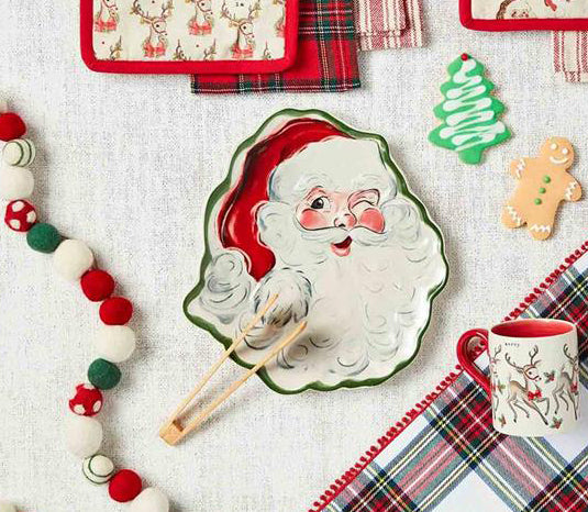 Vintage Santa Platter Set