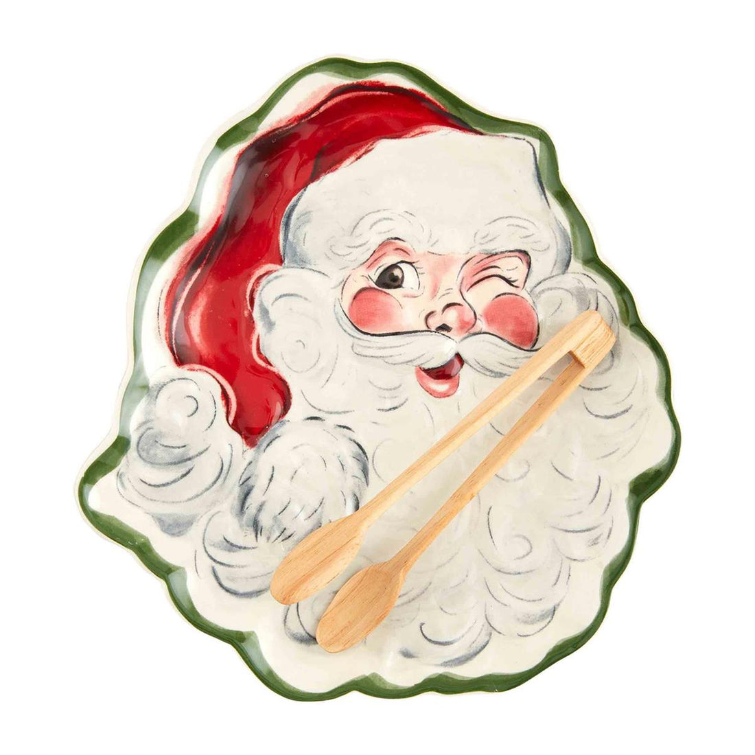 Vintage Santa Platter and Tongs