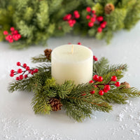 3.5 Inch Christmas Spruce With Berries Candle Ring