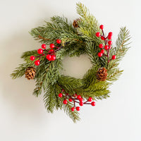 3.5 Inch Inner Red Berry Spruce Candle Ring