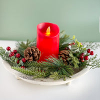 4.5 Inch Christmas Berry And Pine Candle Ring