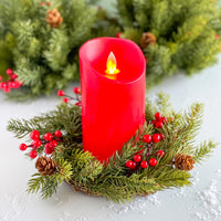 4.5 Inch Christmas Spruce With Berries Candle Ring