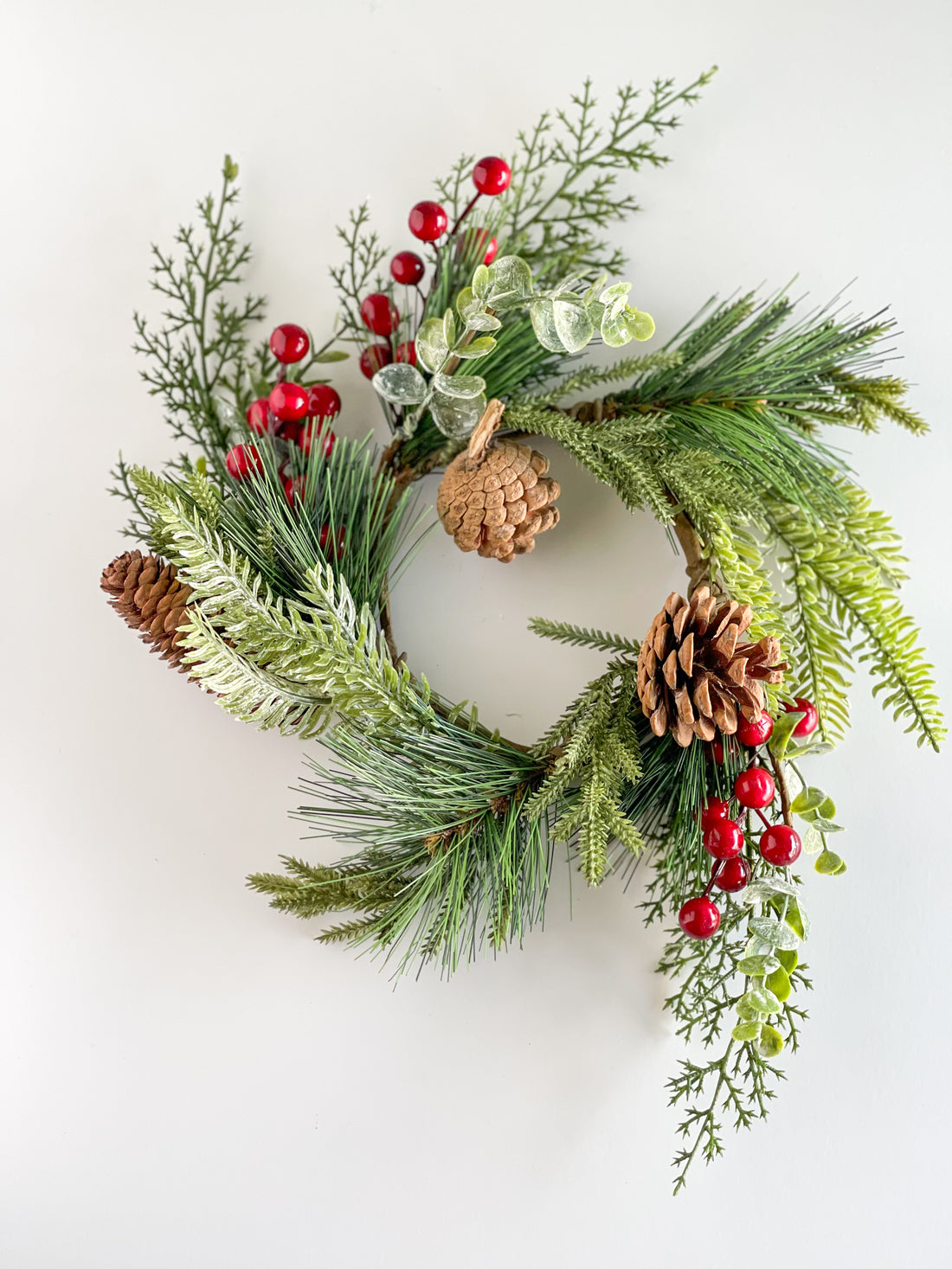 4.5 Inch Christmas Berry And Pine Candle Ring