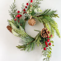 4.5 Inch Christmas Berry And Pine Candle Ring