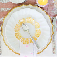 Baroque Glass Charger White