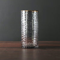 Beatriz Ball Smoke Gray Croc Highball With Gold Rim