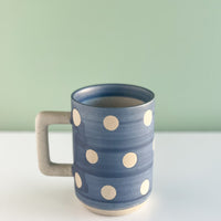 Blue Stoneware Dot Mug