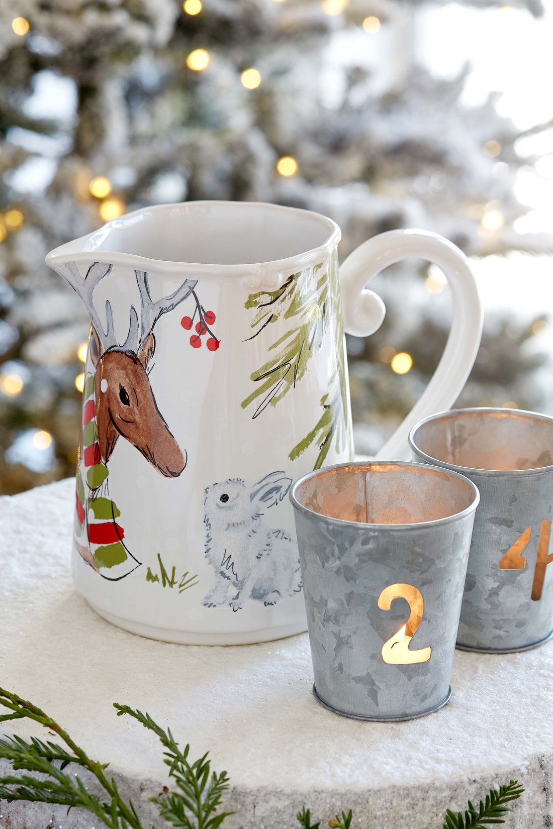 Casafina Deer Friends Pitcher White