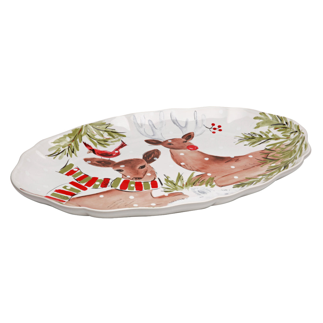 Casafina Large White Deer Friends Oval Platter