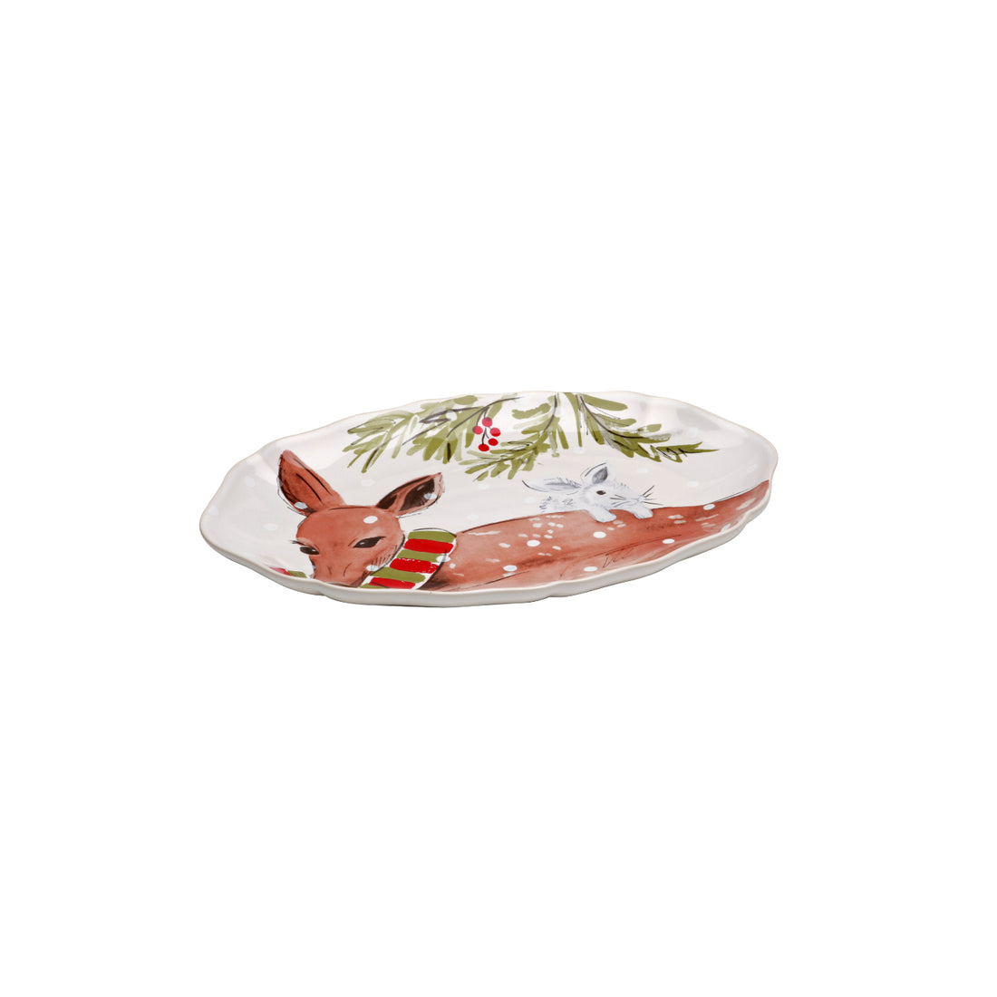 Casafina Small White Deer Friends Oval Platter