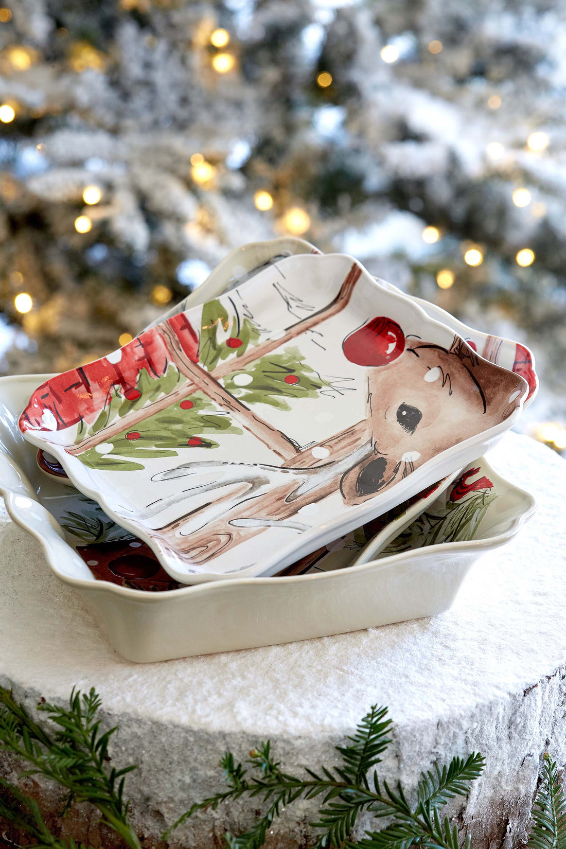 Casafina White Deer Friends Tray
