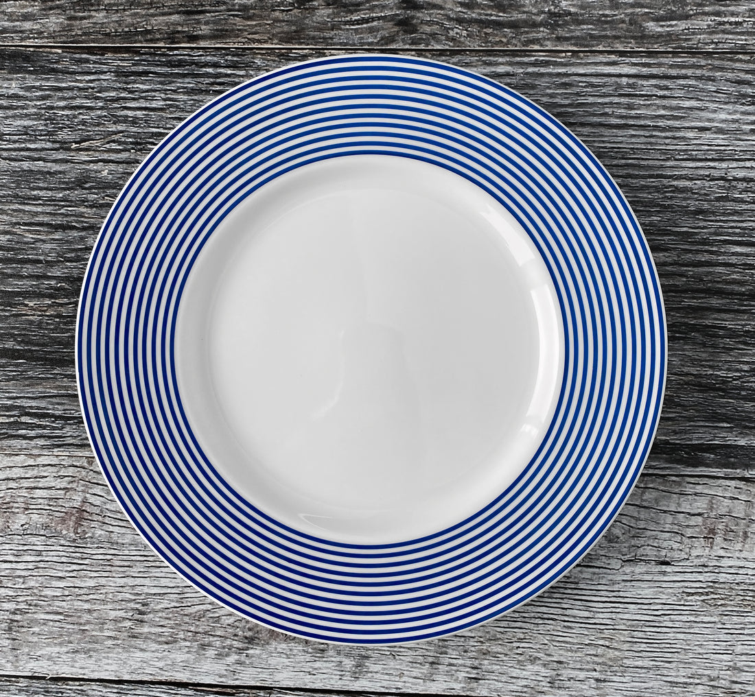 Caskata Blue Striped Salad Plate