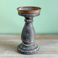 Distressed Black Candle Holder