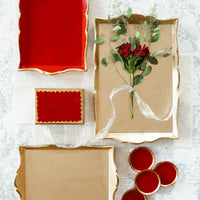 Florentine Wooden Gold Rectangle Accessories Tray