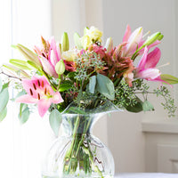 Large Clear Hibiscus Glass Fluted Vase