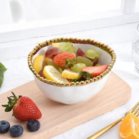 Pampa Bay Small White and Gold Beaded Bowl