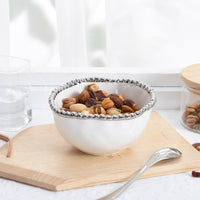 Pampa Bay Small White and Silver Beaded Bowl