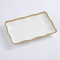 Pampa Bay Small White Gold Beaded Platter