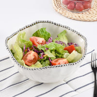 Pampa Bay White and Silver Beaded Large Salad Bowl