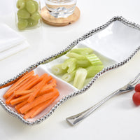 Pampa Bay White and Silver Beaded Three Section Server