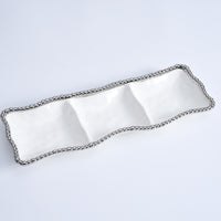 Pampa Bay White and Silver Salerno Three Section Server