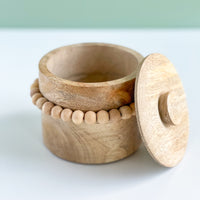 Round Mango Wood Trinket Container