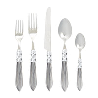 Vietri Aladdin Brilliant Light Gray Five Piece Flatware Set