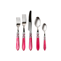 VIetri Aladdin Brilliant Raspberry Five Piece Flatware Set