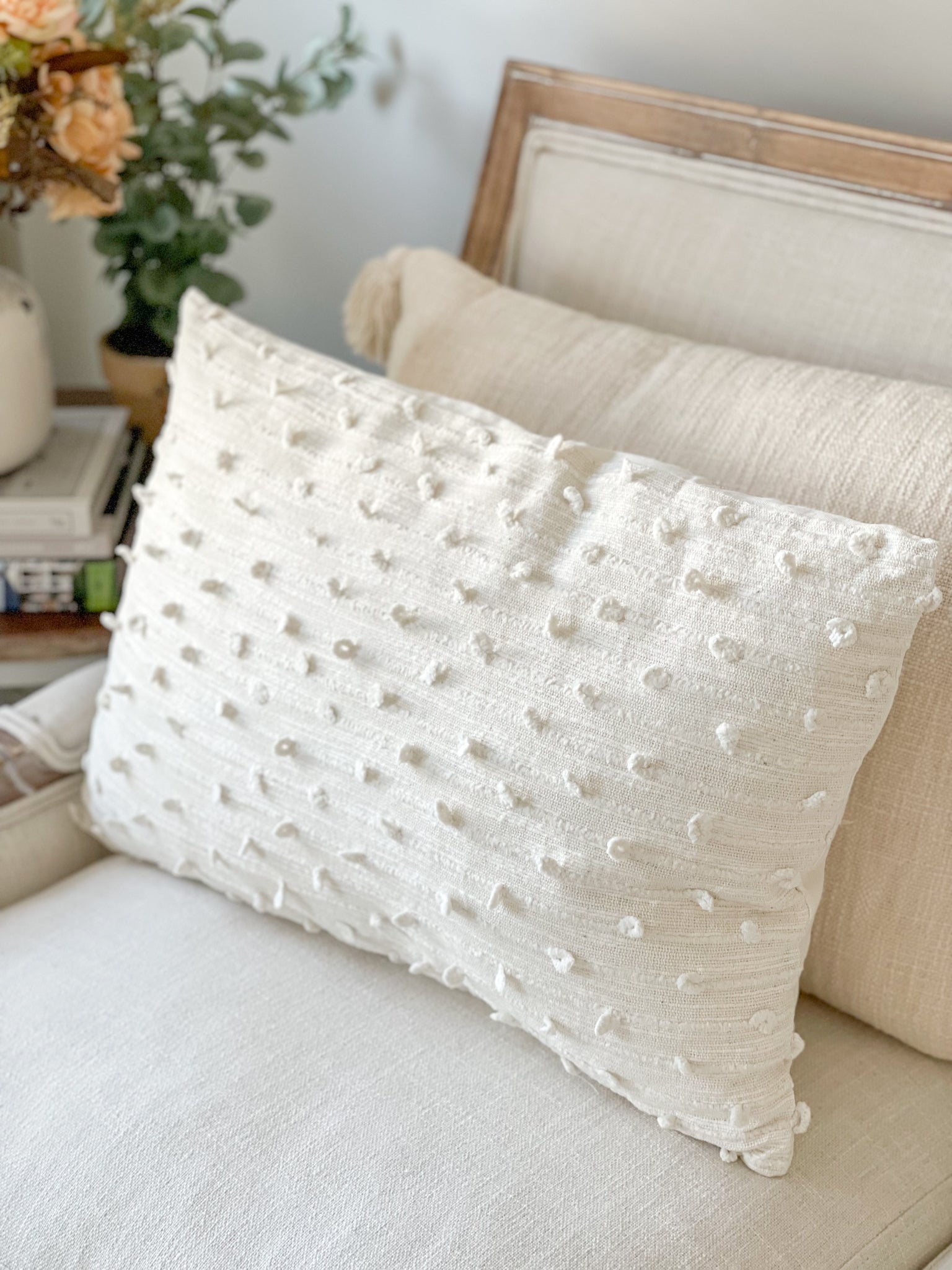 White shop knot pillow